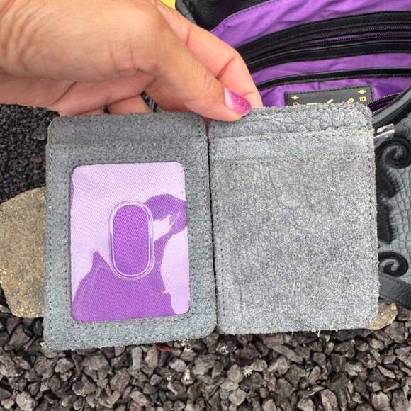 Sharif Gray and Black Shoulder Bag with Silver Accent - Picture 12 of 14